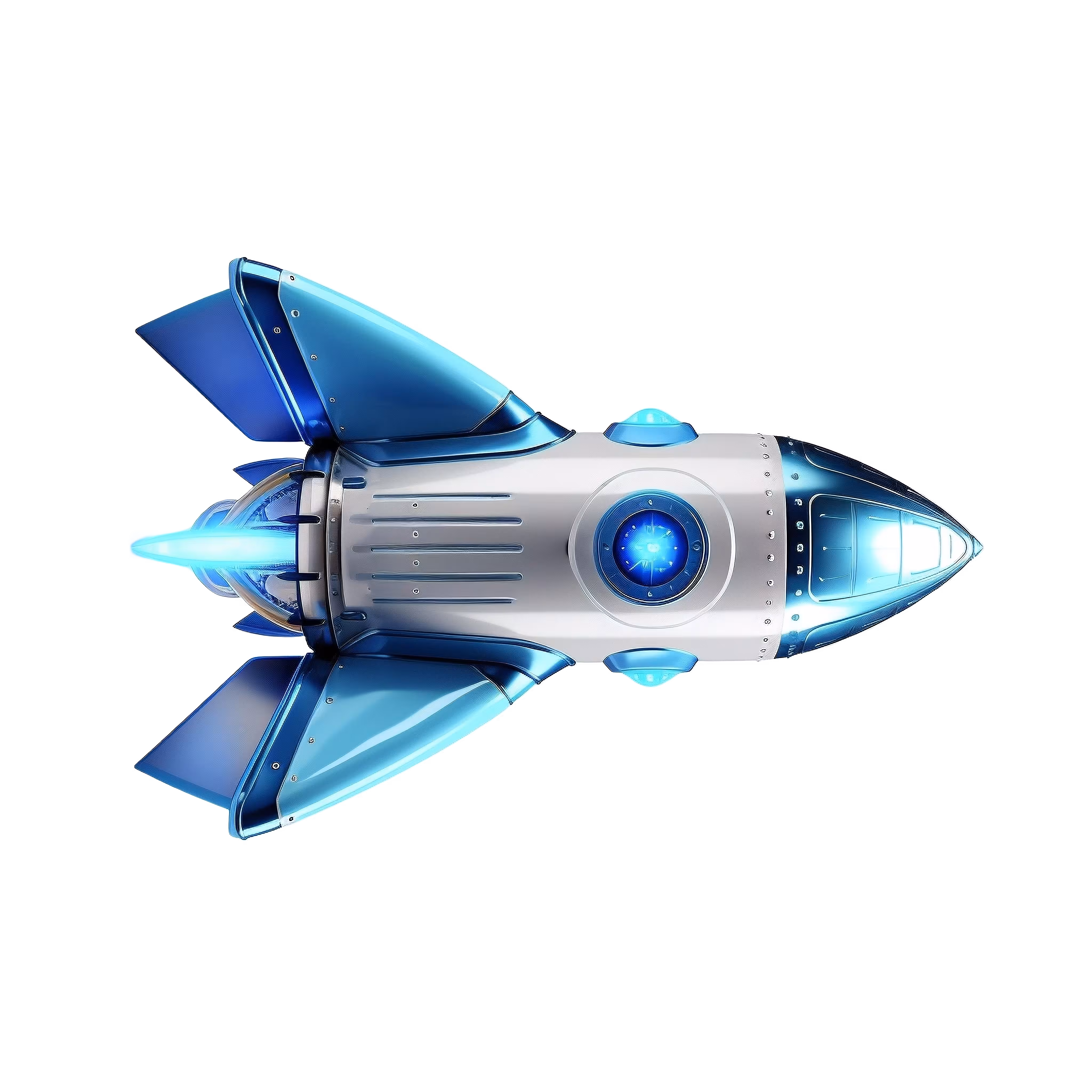 3D Blue Rocket